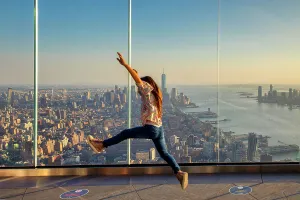 Inner City Prints: USA, New York City, Hudson Yards, Edge, observatory deck, aerial views, young girl