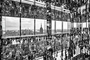 Images Dated 15th July 2022: USA, New York City, Manhattan, black and white mirrored view inside Summit Building