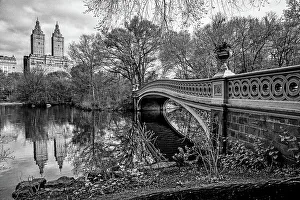 Nrhp Prints: USA, New York City, Manhattan Central Park Bow Bridge and San Remo apartment building