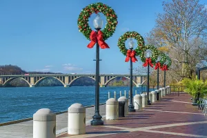Harbor Prints: Washington, D.C. Georgetown, Promenade by the Potomac River, Francis Scott Key Bridge