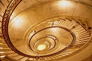 Images Dated 5th October 2018: Washington DC, Supreme Court Building marble & brass spiral staircase