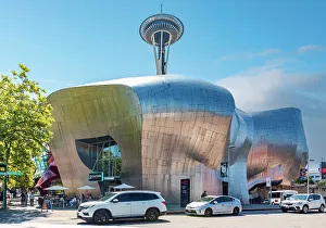 Icon Prints: Washington State, Seattle, Museum of Pop Culture or MoPOP with Seattle Needle