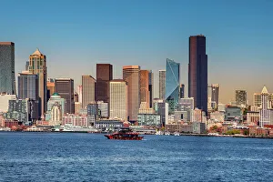Washington Prints: Washington State, Seattle, Seattle waterfront skyline